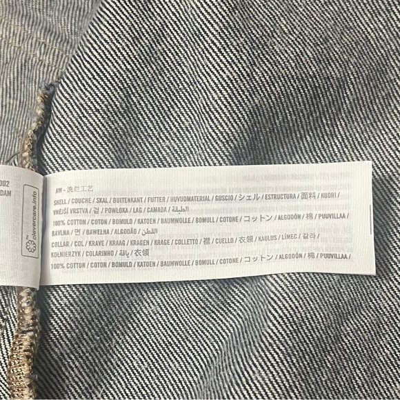 Abercrombie & Fitch Oversized Denim Utility Jacket Sz Large Blue Corduroy Collar - Picture 7 of 8